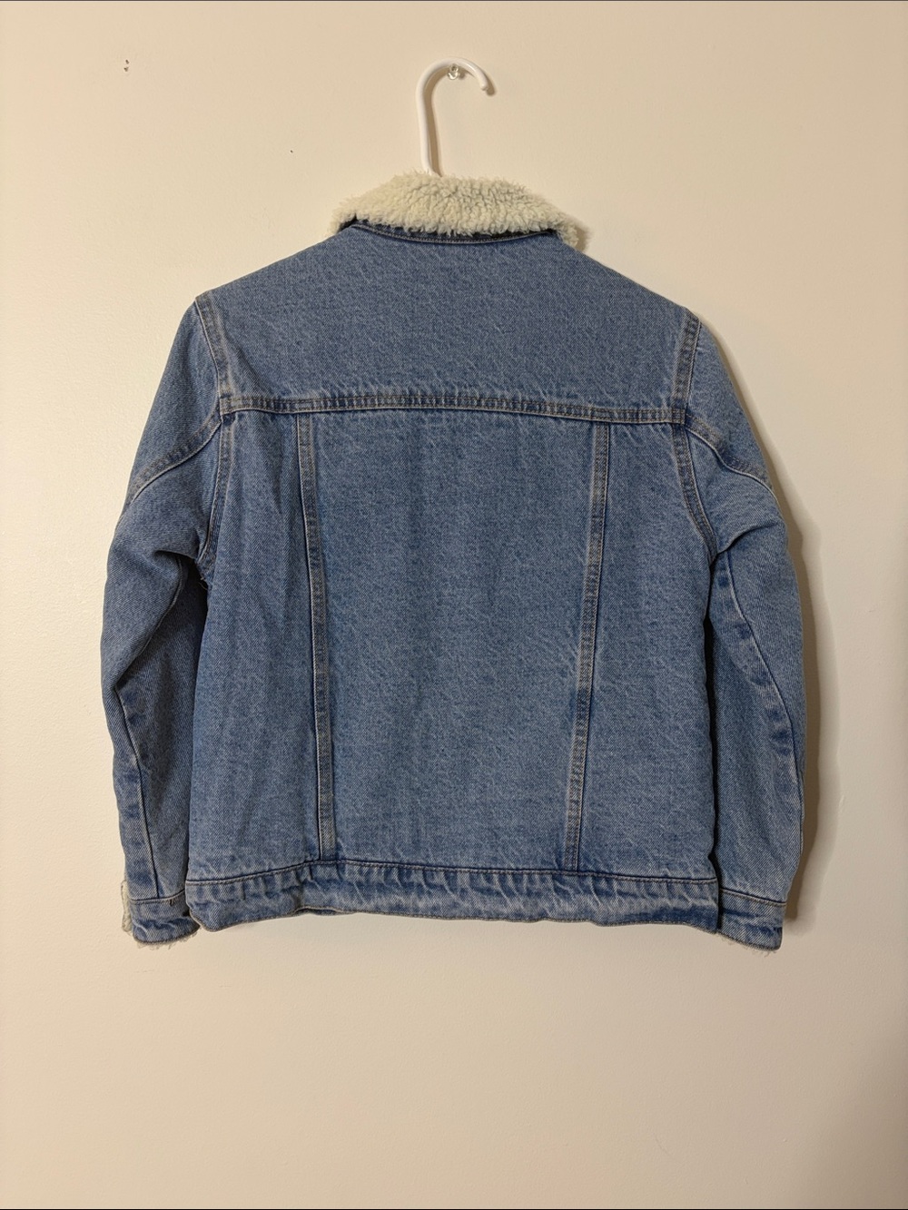Kids Blue Denim Jacket with Cream Sherpa Collar - Picture 6 of 6